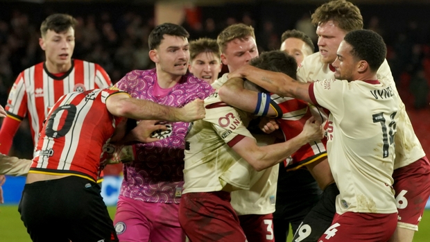 Sheffield United’s players clashed with Bristol City’s (Ian Hodgson/PA)